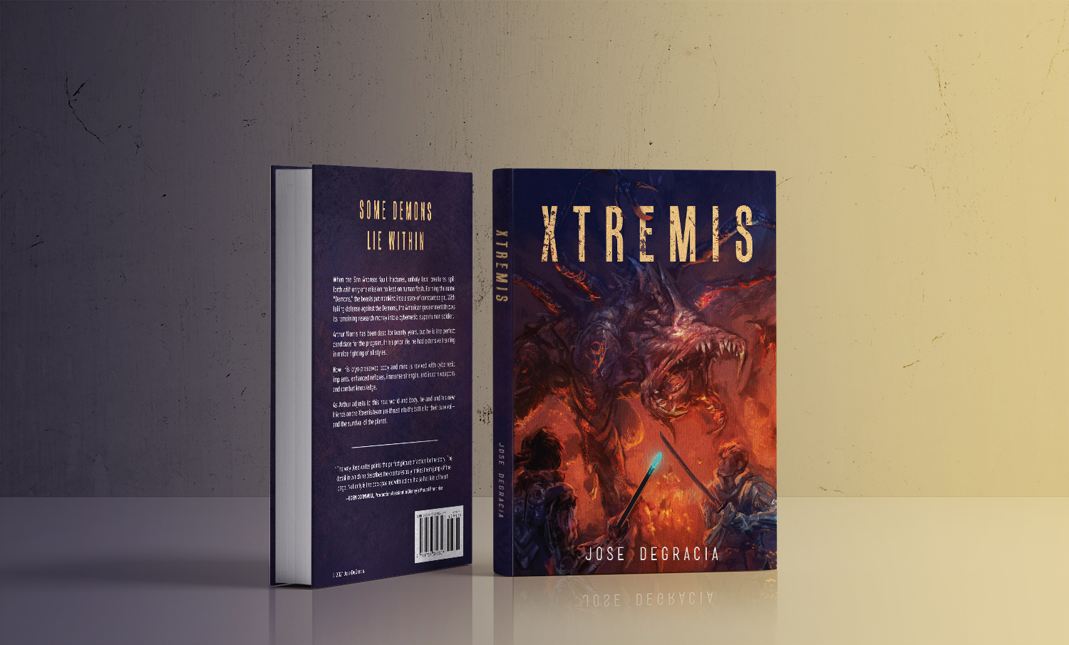 Xtremis Mockup - Hardcover Standing - Front and Back