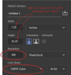 screenshot of Photoshop document preset