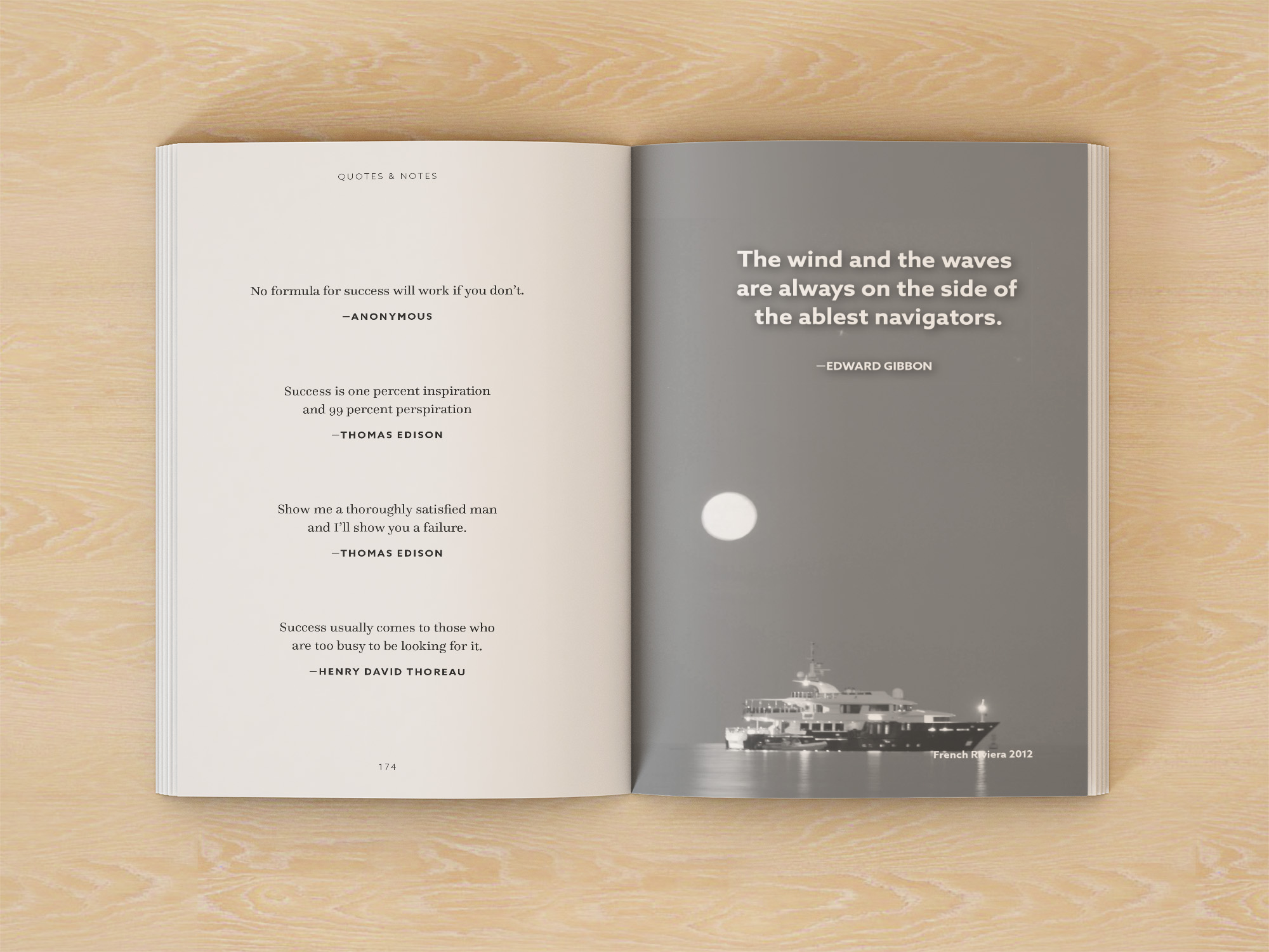 Interior layout of book of quotes