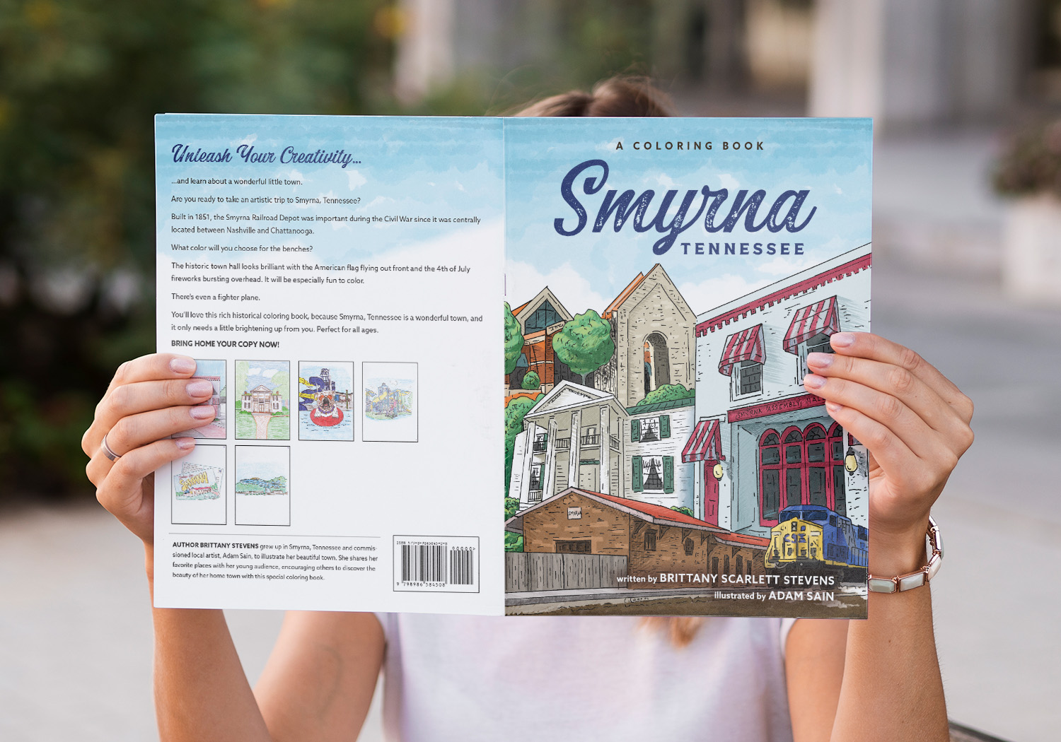 Smyrna, Tennessee - a coloring book front and back cover design