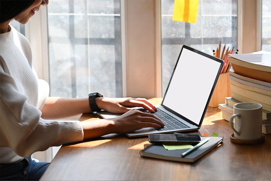 woman on computer
