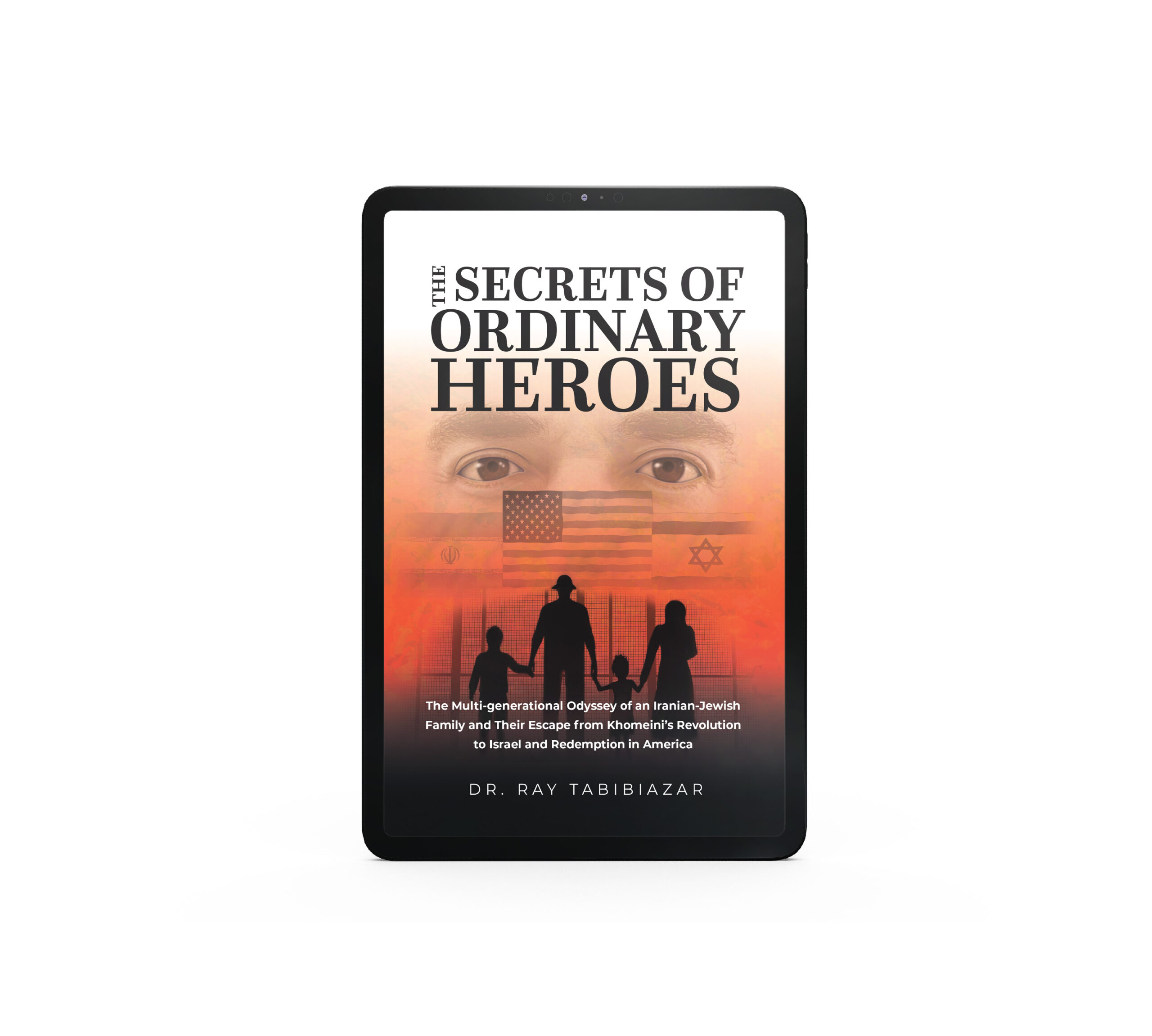 A tablet displaying the eBook version of "The Secrets of Ordinary Heroes."