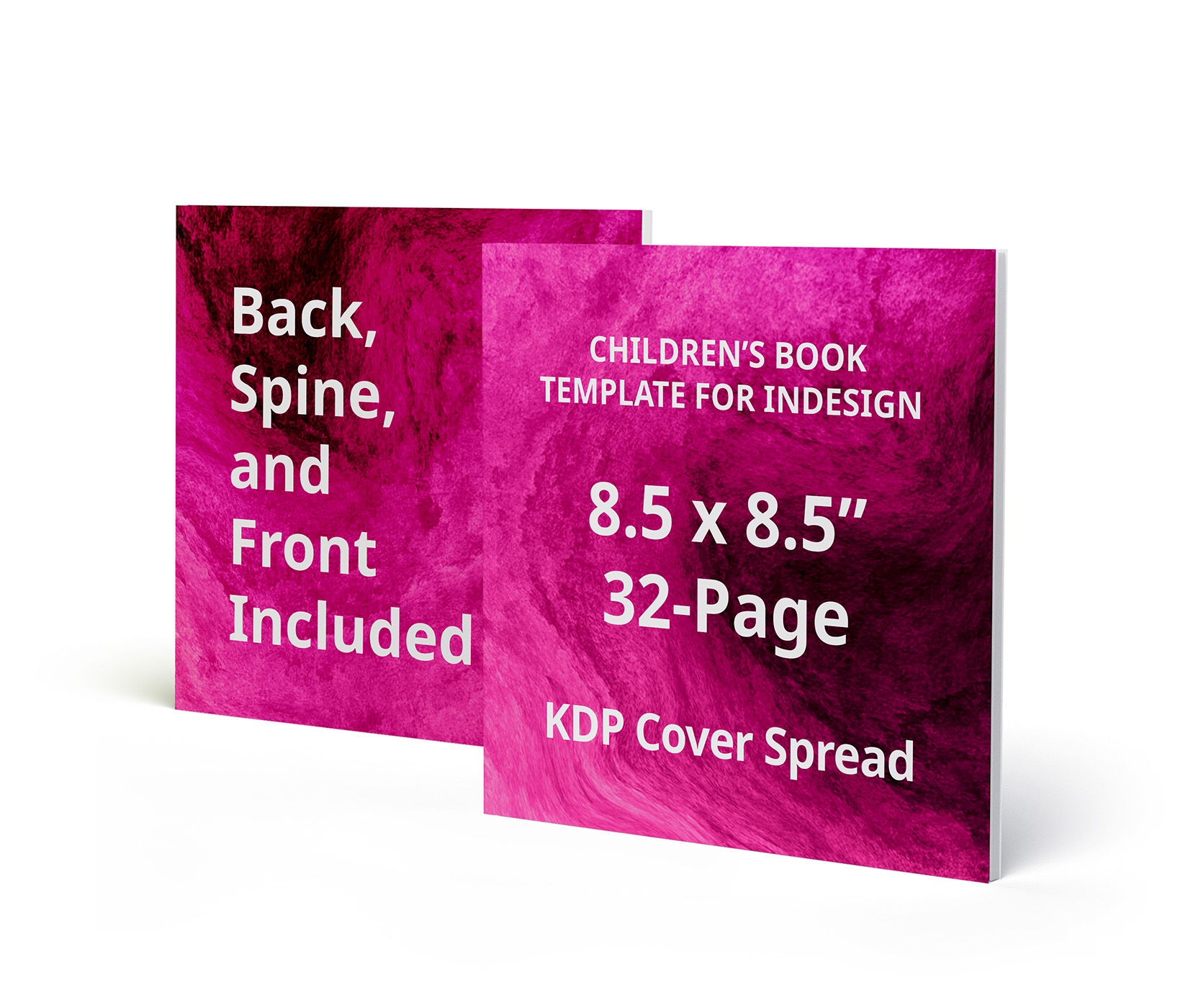 Mockup of a downloadable children's book template for Adobe InDesign