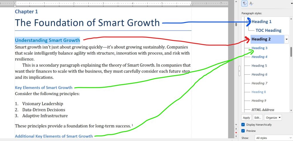 Labeled paragraph styles in Microsoft Word