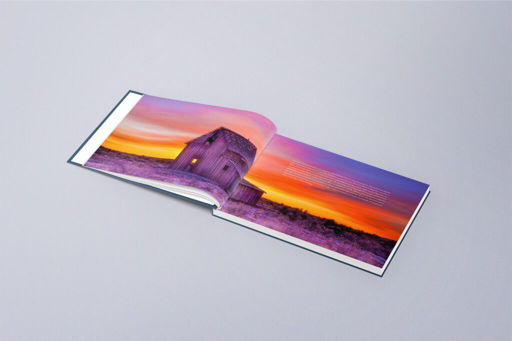 Open book with sunset