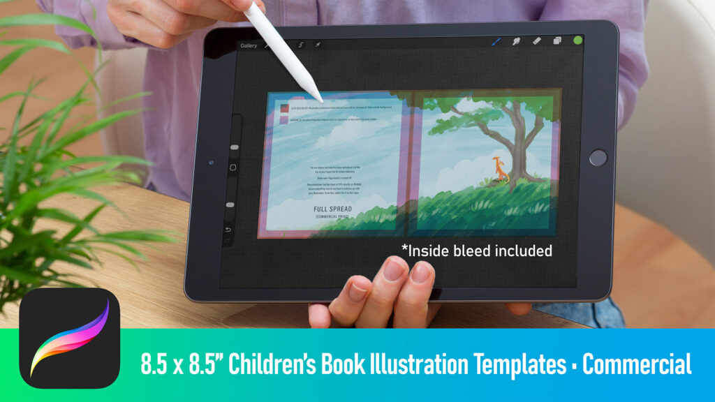 Thumbnail image for a Procreate illustration template for Children's Book Illustrators at 8.5 x 8.5"