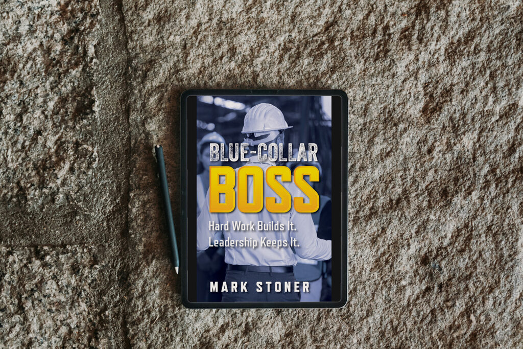 tablet ebook mockup of Mark Stoner's "Blue Collar Boss"