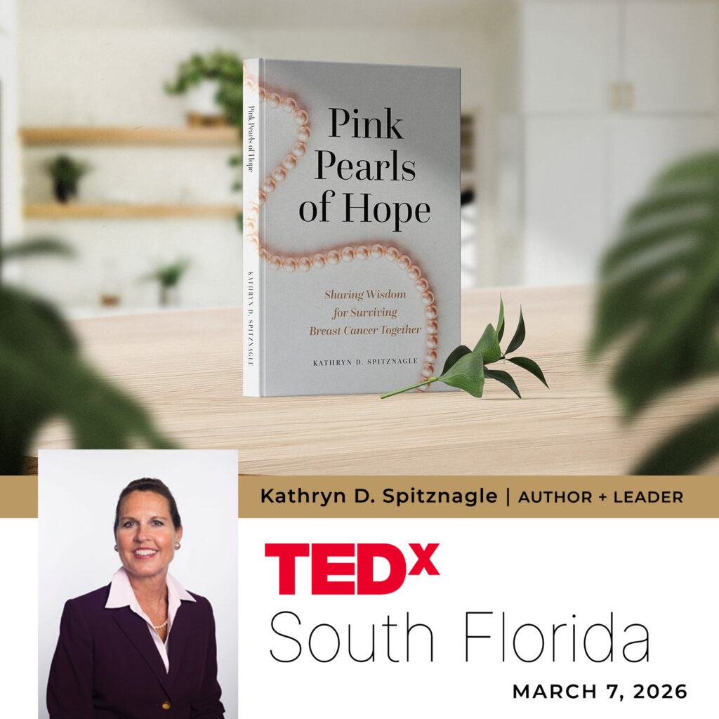 Promotional graphic for Kathryn Spitznagle's TEDx talk in South Florida