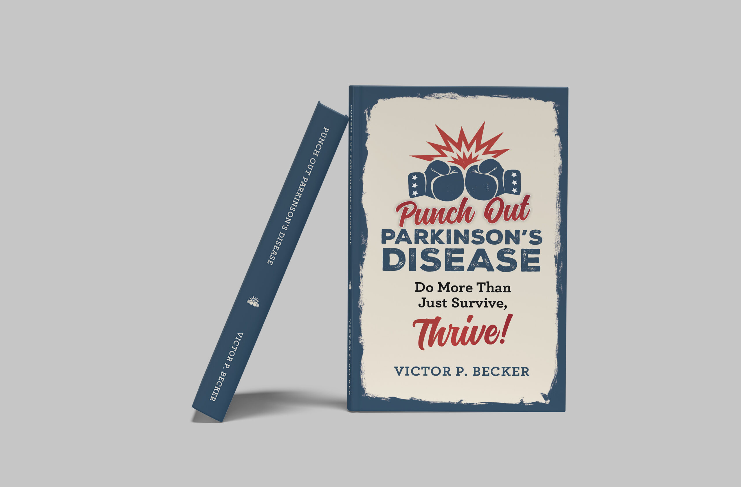 book mockup of Victor Becker's "Punch Out Parkinson's Disease."