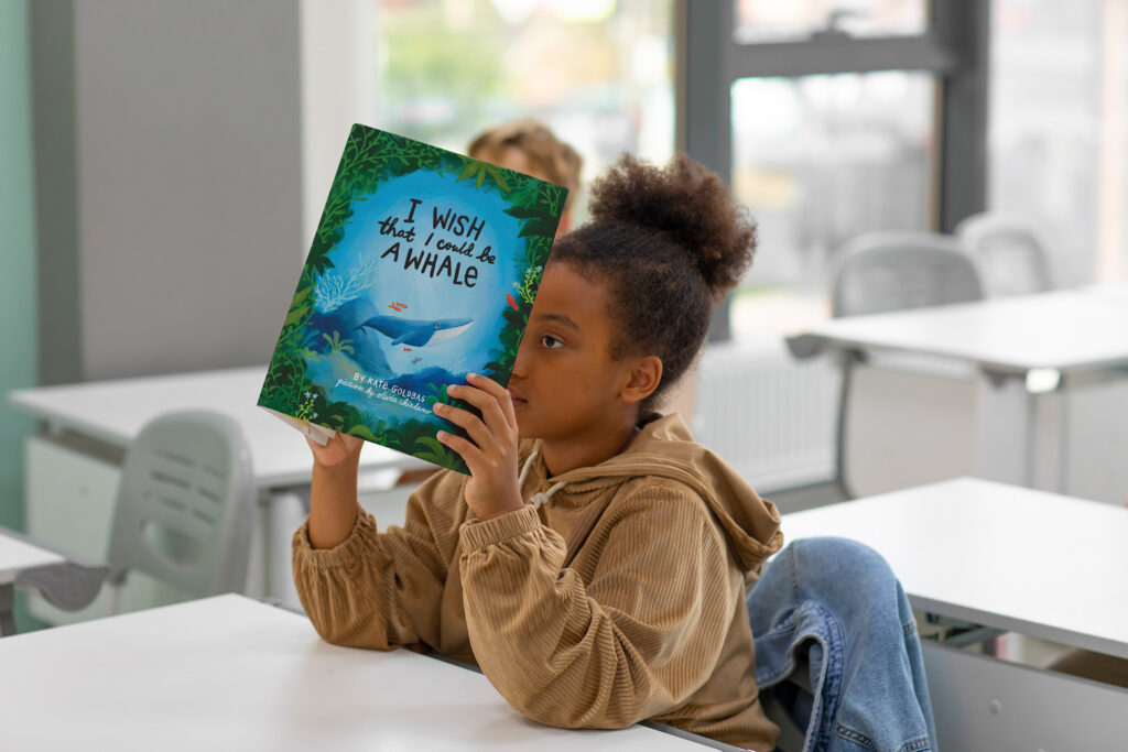 girl reading sing-along music book